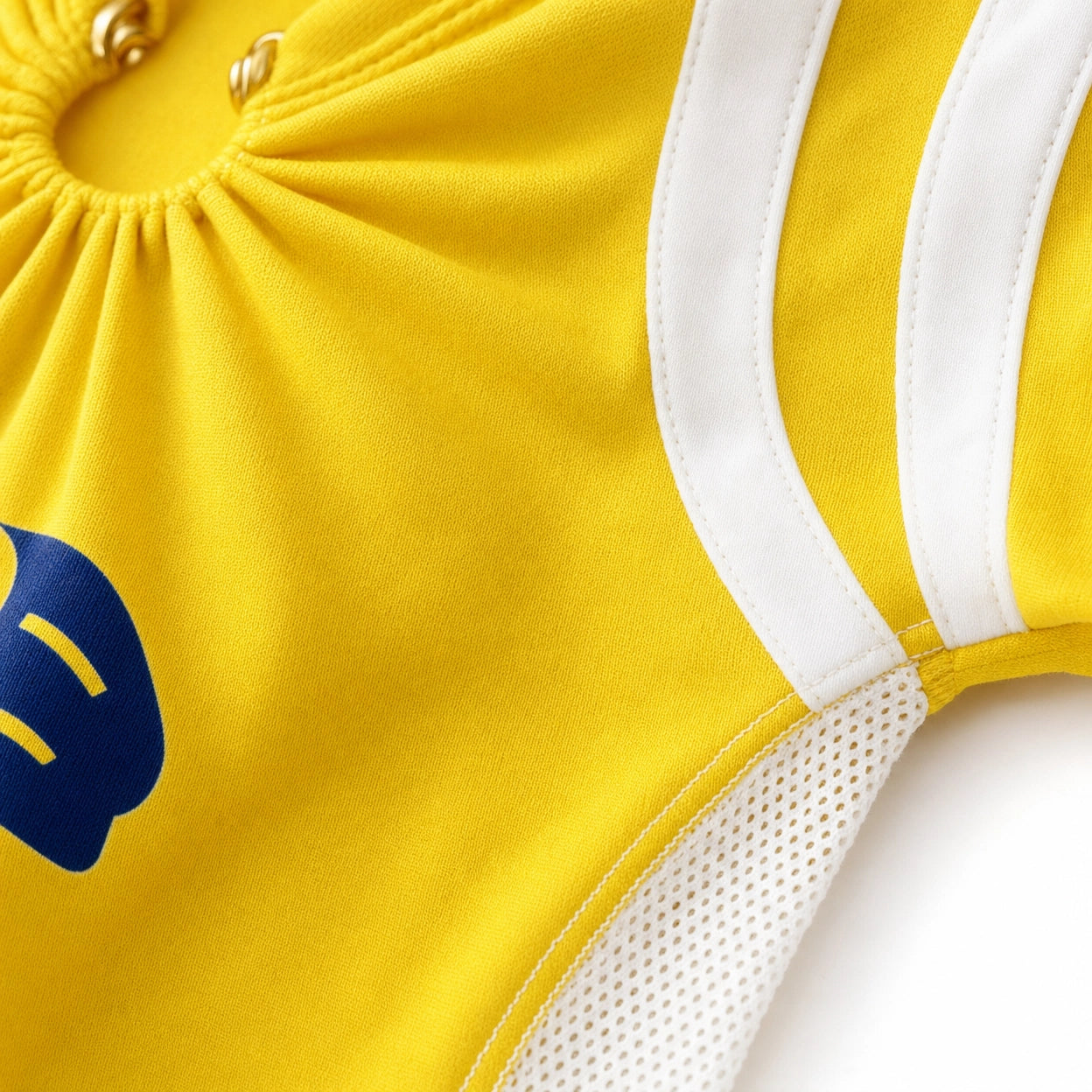 YELLOW PIERCED NECK DETAIL JERSEY TOP