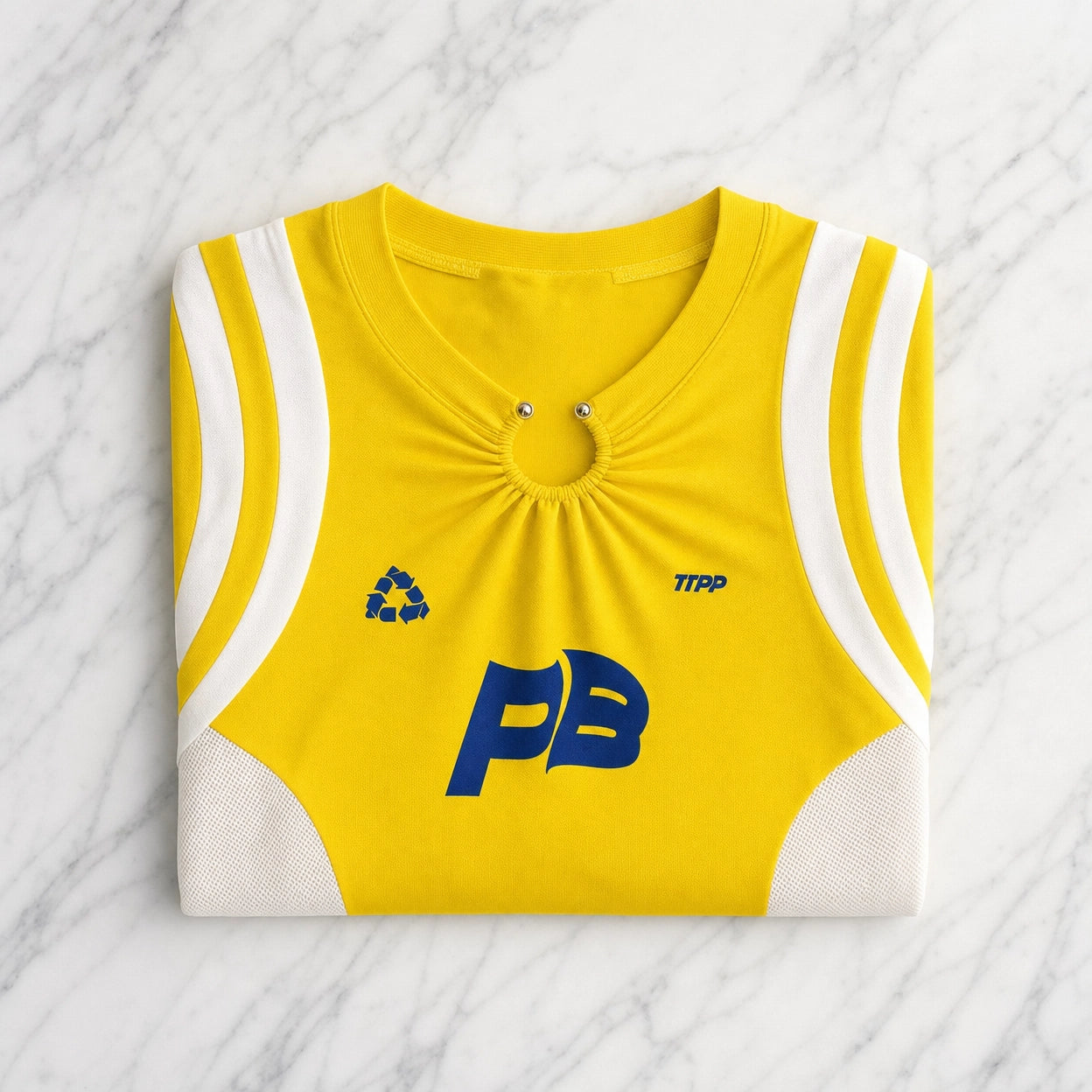 YELLOW PIERCED NECK DETAIL JERSEY TOP